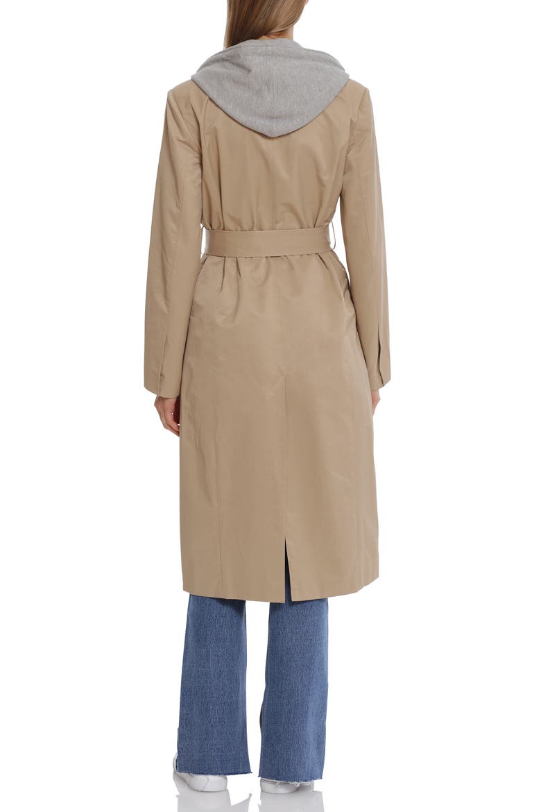 Double-Breasted Hoodie Trench Coat, Alternate, color, TAN