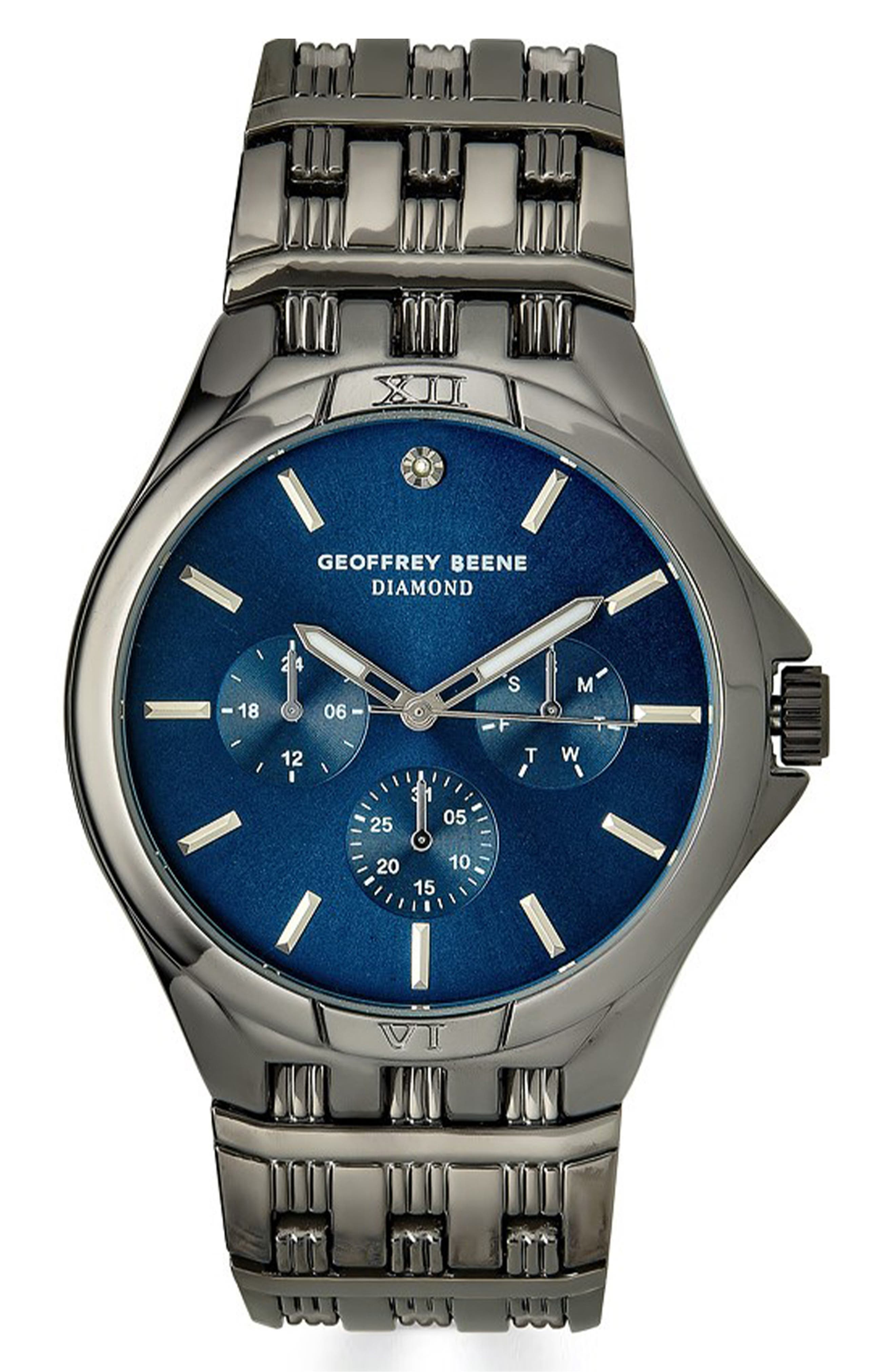 GEOFFREY BEENE Genuine Diamond Bracelet Watch, 41mm - 0.001ct.