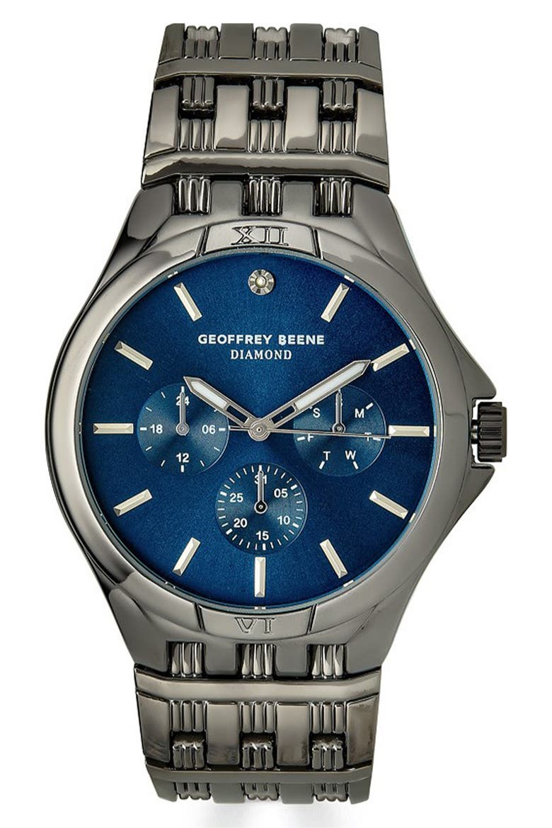 Genuine Diamond Bracelet Watch, 41mm - 0.001ct., Main, color, GUNMETAL