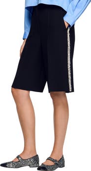 SANDRO Bermuda with rhinestone stripe