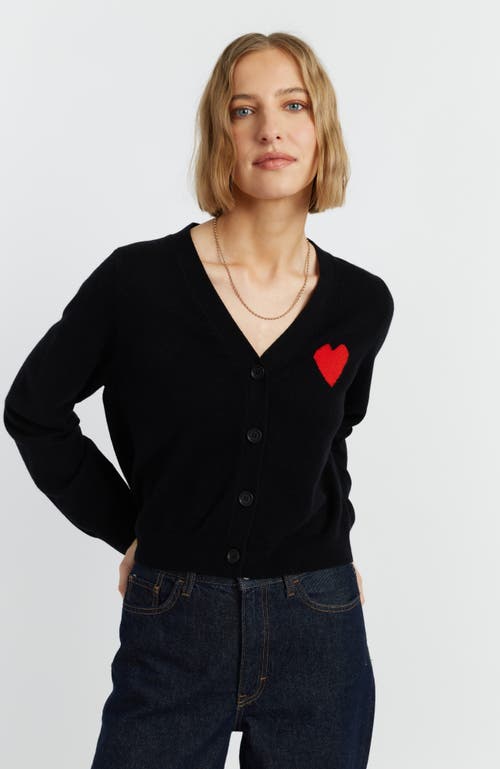 Chinti & Parker Wool Cashmere Heart Breton Cardigan In Black