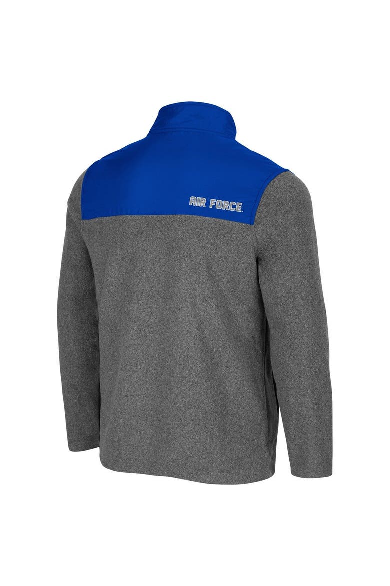 Men's Colosseum Heathered Charcoal/Royal Air Force Falcons Huff Snap Pullover, Alternate, color, Heather Charcoal