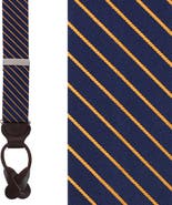 Trafalgar Declan Diagonal Stripe Silk Business Button End Suspenders
