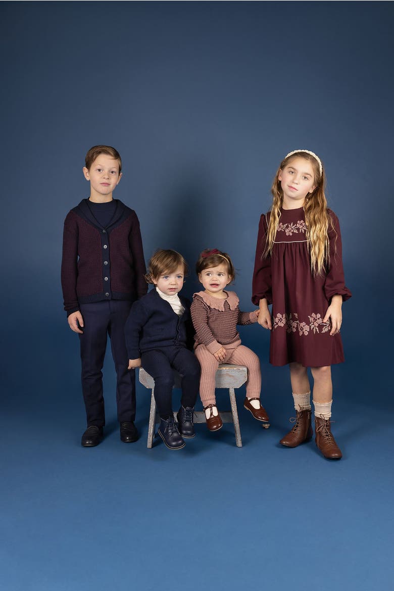 Looms Thin Stripe Collection - Cardigan, Alternate, color, Navy/Wine