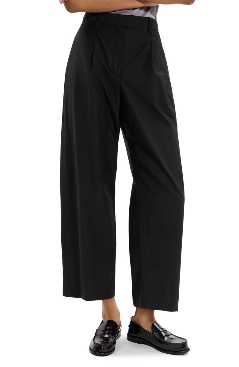 Theory Wide Leg Crop Cotton Blend Pants, Main, color, 