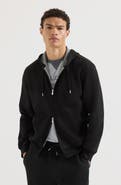 Brunello Cucinelli Cotton, cashmere and silk French terry double cloth hooded sweatshirt with zipper