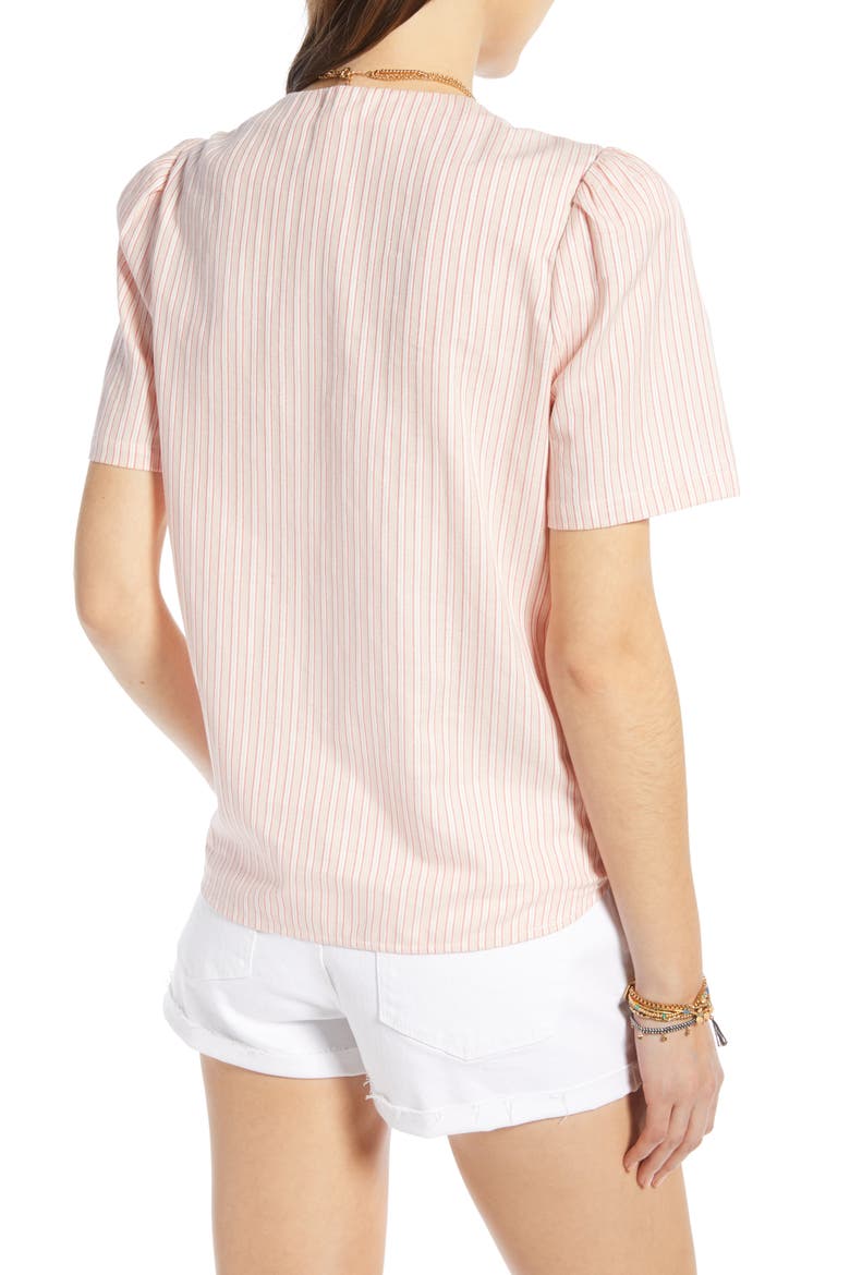 Tie Front Top, Alternate, color, IVORY- PINK SARA TWILL STRIPE