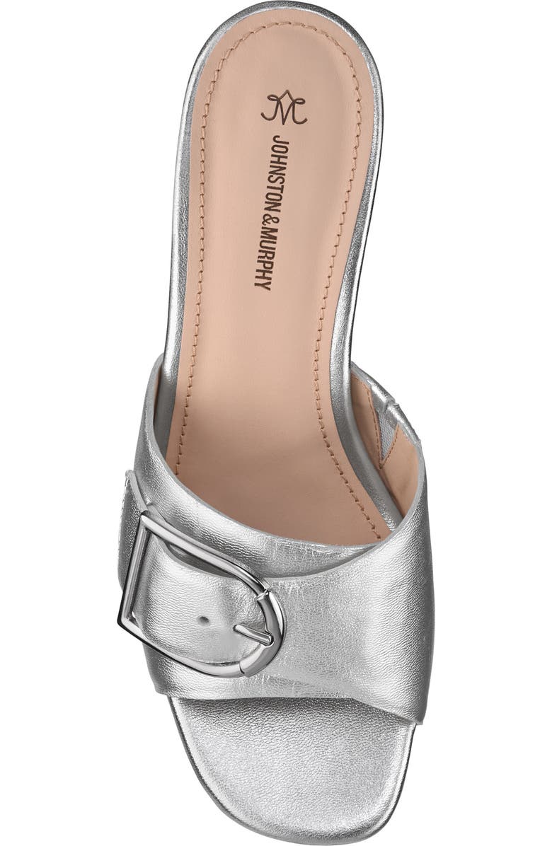 Johnston & Murphy Edith Buckle Slide Sandal, Alternate, color, Silver Metallic Sheepskin