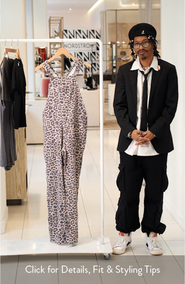 Leopard Print Denim Overalls, sales video thumbnail