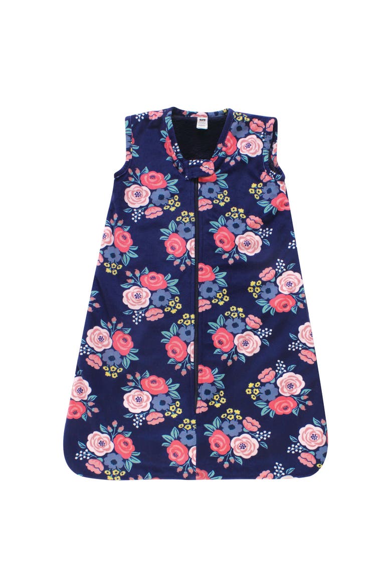 Luxurious Faux Fur Sleep Pouch and Lounging Wrap, Main, color, Navy Bold Floral
