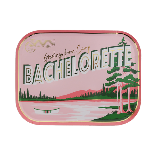 Jollity & Co . Camp Bachelorette Postcard Dinner Plates In Multi