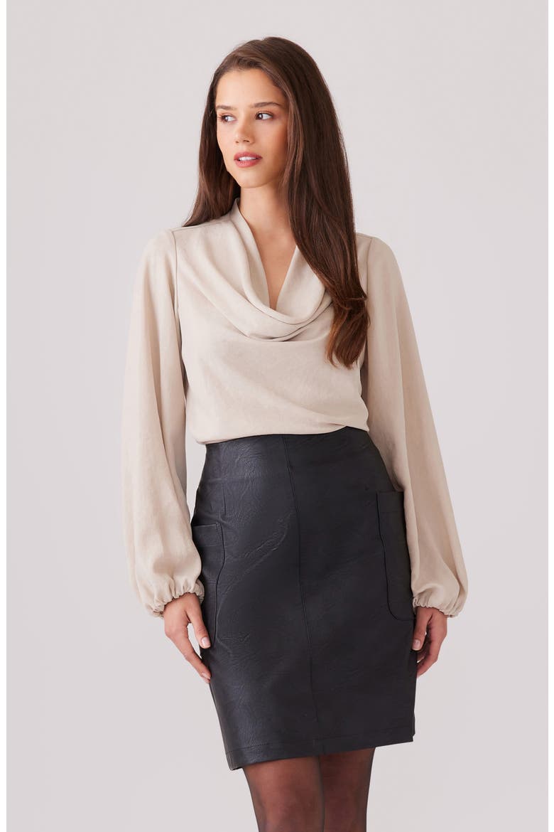 Cowl Neck Top, Alternate, color, KHAKI