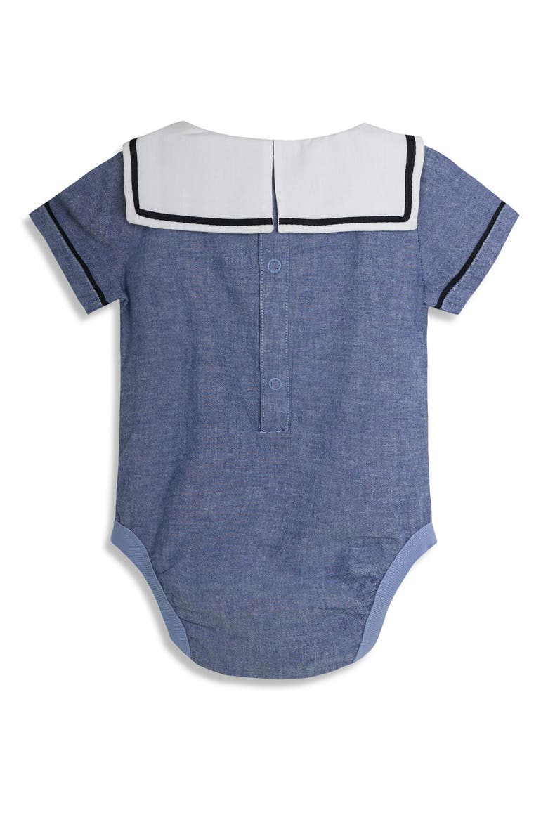 Sailor Collar Bodysuit & Pull-On Shorts Set, Alternate, color, NAVY