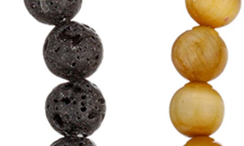 Shop Eye Candy Los Angeles Ethan Set Of 2 Stone Beaded Stretch Bracelets In Silver
