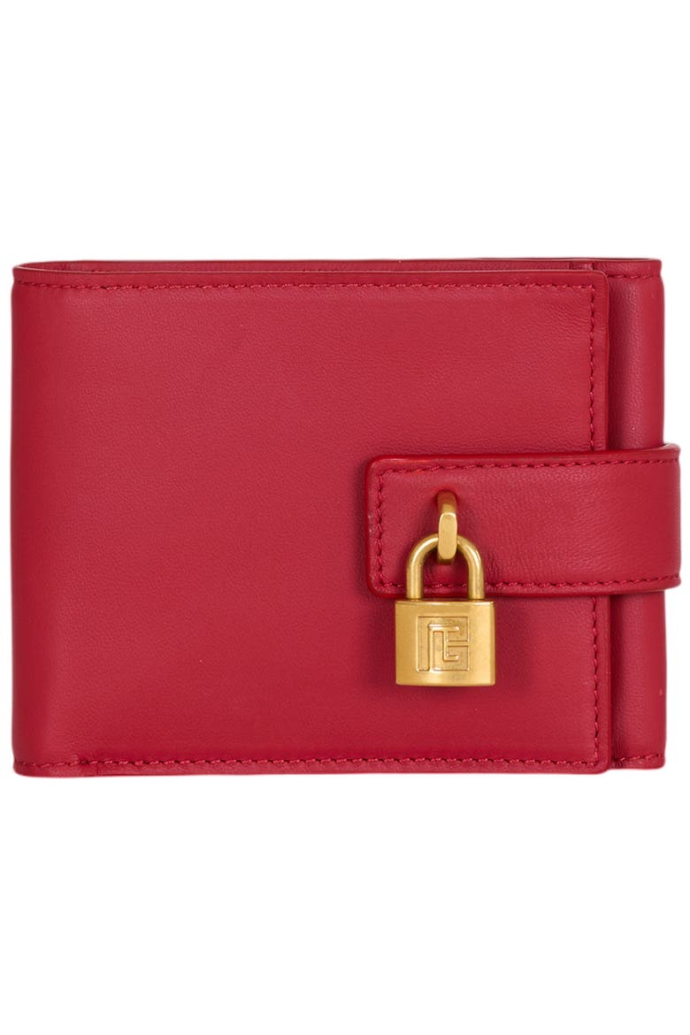 Pulse Trifold smooth leather wallet, Main, color, red