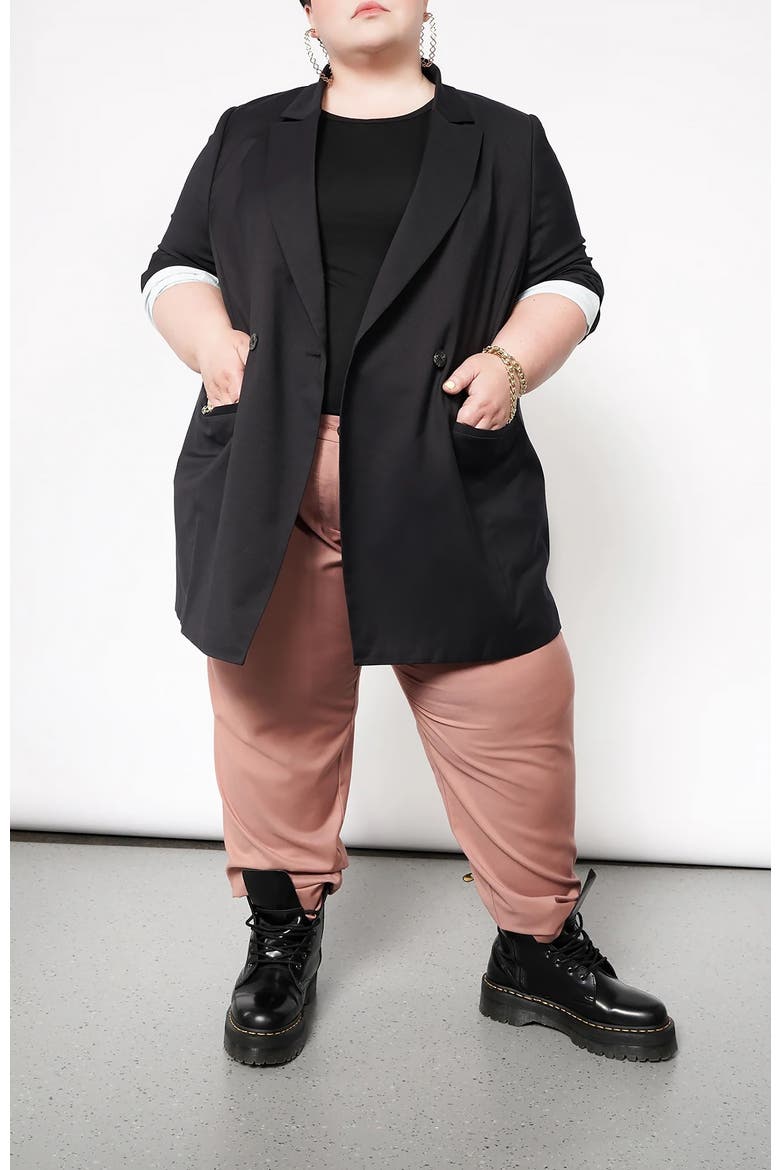 The Empower Double Breasted Blazer, Alternate, color, BLACK