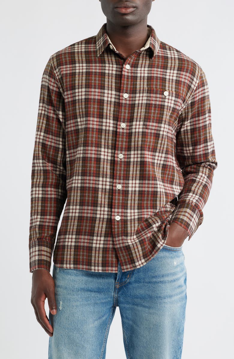 Pendleton Fremont Plaid Flannel Button-Up Shirt, Main, color, Brick/ Tan Plaid