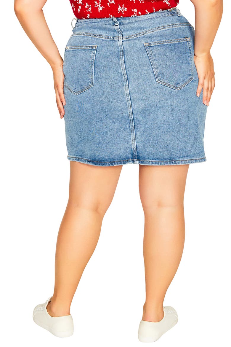 High Waist Denim Skirt, Alternate, color, LIGHT DENIM