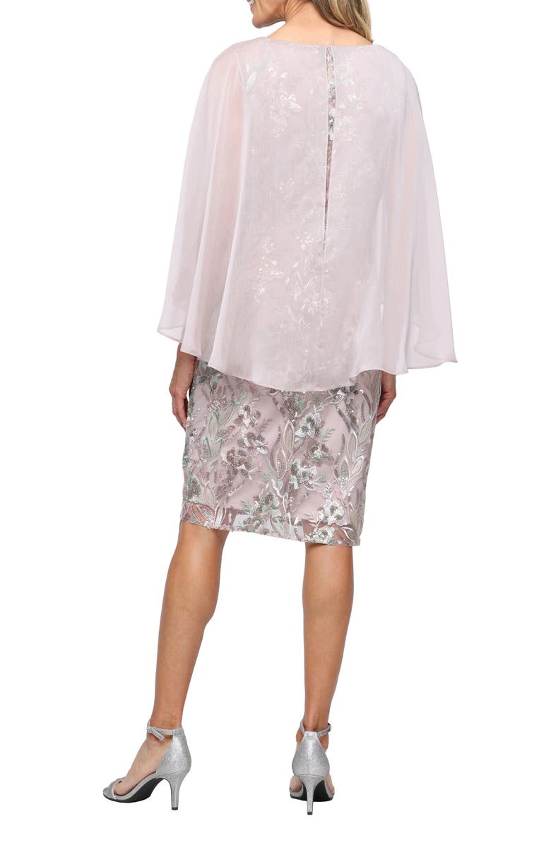 SL FASHIONS Sequin Chiffon Cocktail Dress, Alternate, color, Blush Multi