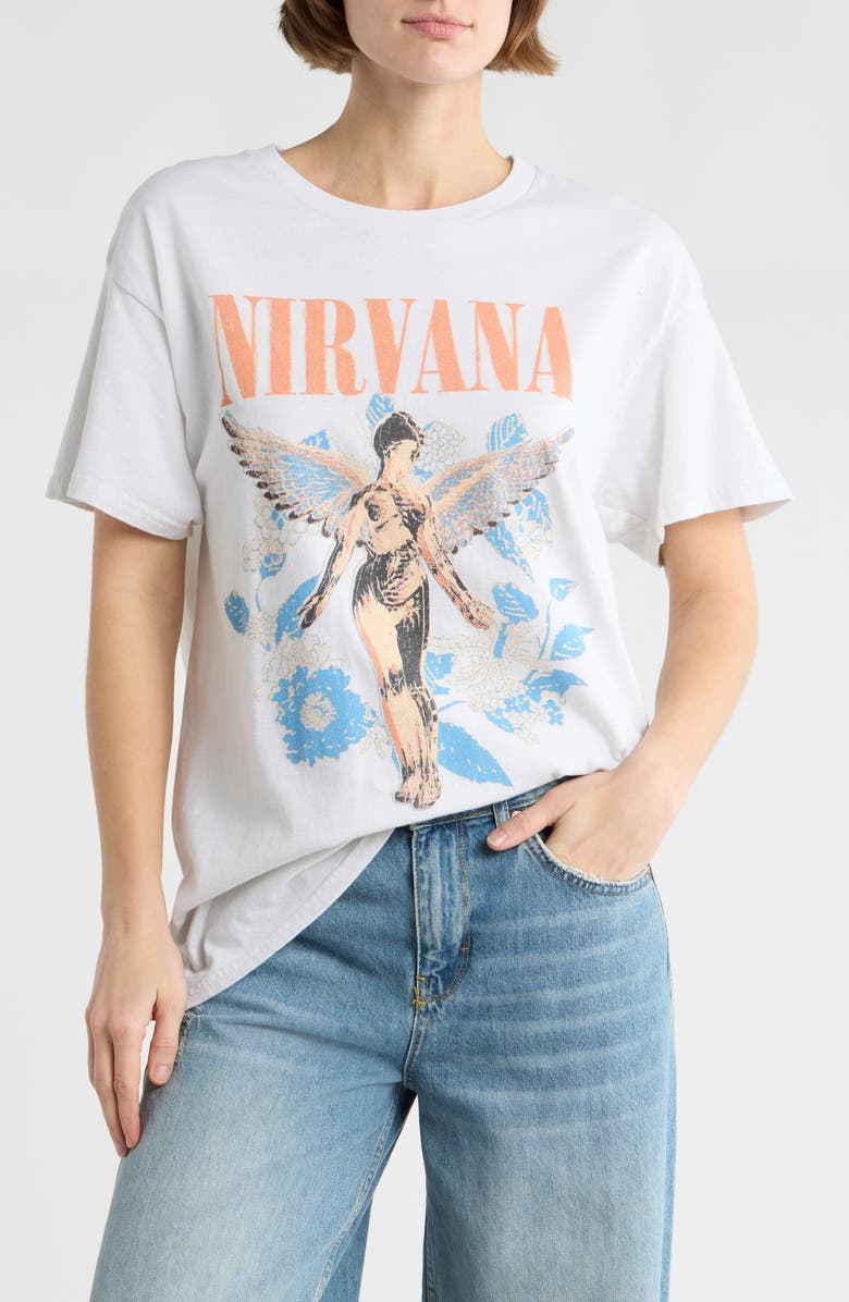 Merch Traffic Nirvana Angel Graphic T-Shirt, Main, color, White