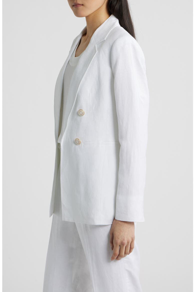 Double Breasted Linen Blend Blazer, Alternate, color, CRISP WHITE