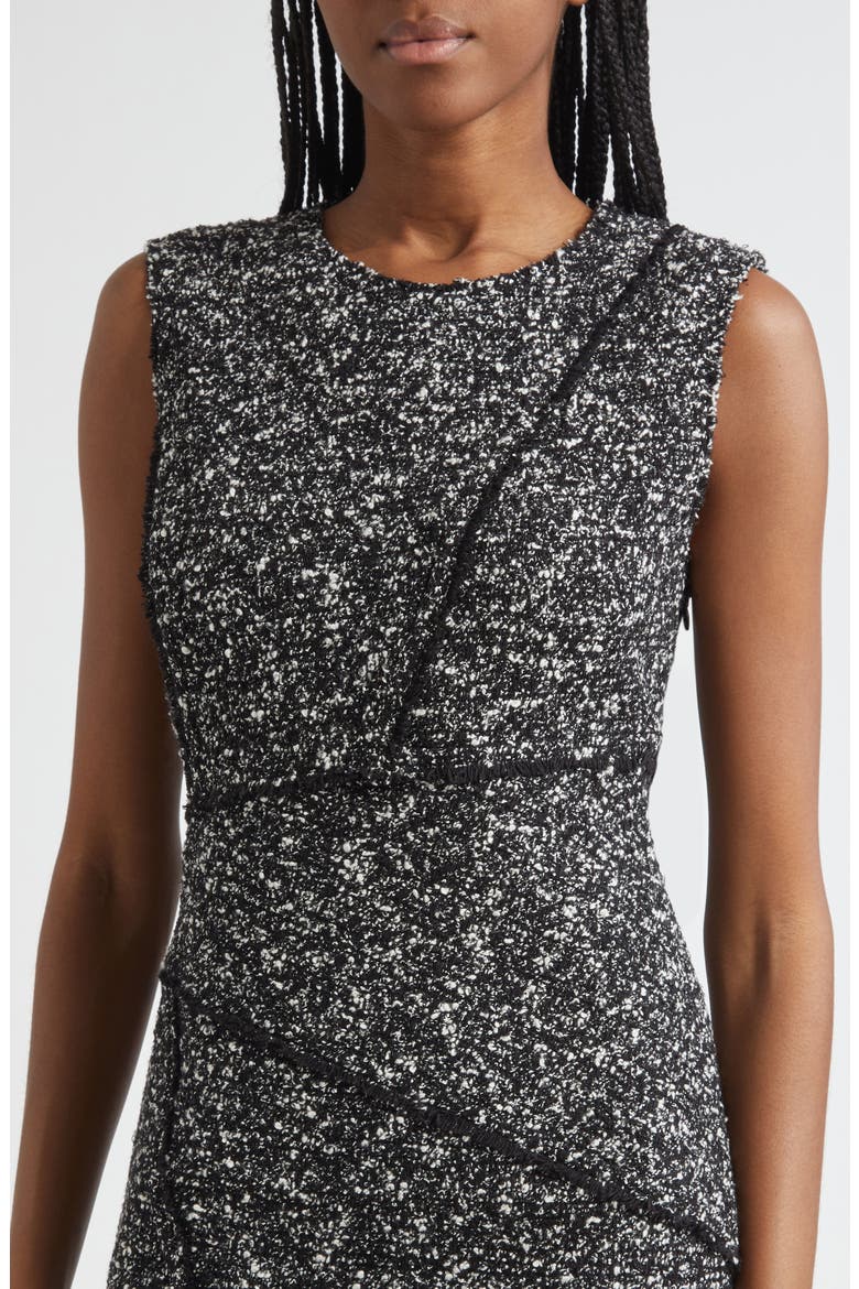 Fringed Seam Wool Blend Tweed Sheath Dress, Alternate, color, BLACK MULTI
