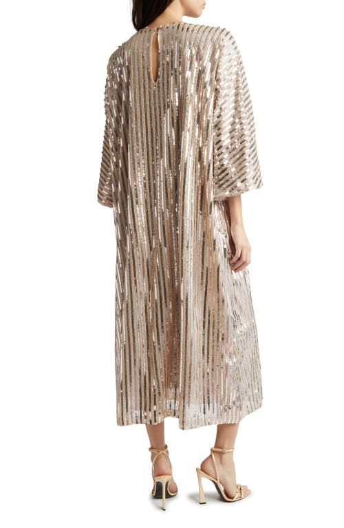 La Vie Style House Sequin Stripe Maxi Dress In Silver