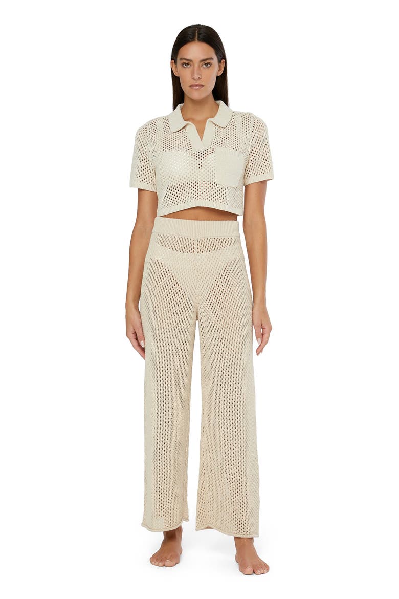 Knit Crochet Wide Leg Pant, Main, color, Sandshell