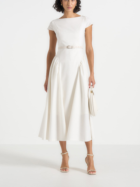 Gaia Boat Neck Flared Maxi Dress