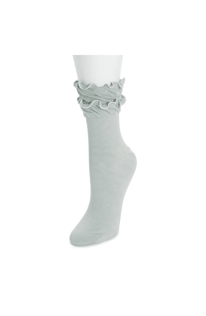 MUK LUKS Ruffle Crew Socks, Main, color, Garden Frost
