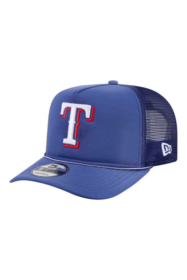 Men's New Era  Royal Texas Rangers Worn A-Frame 9FIFTY Trucker Snapback Hat, Main, color, Royal