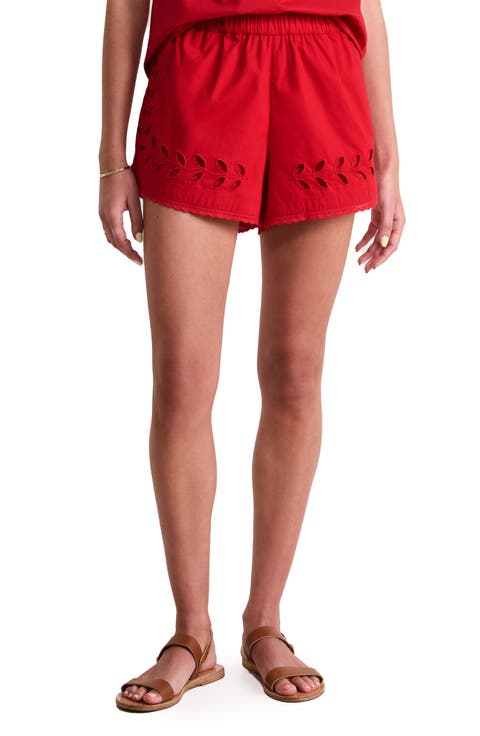 Embroidered Eyelet Pull-On Cotton Shorts