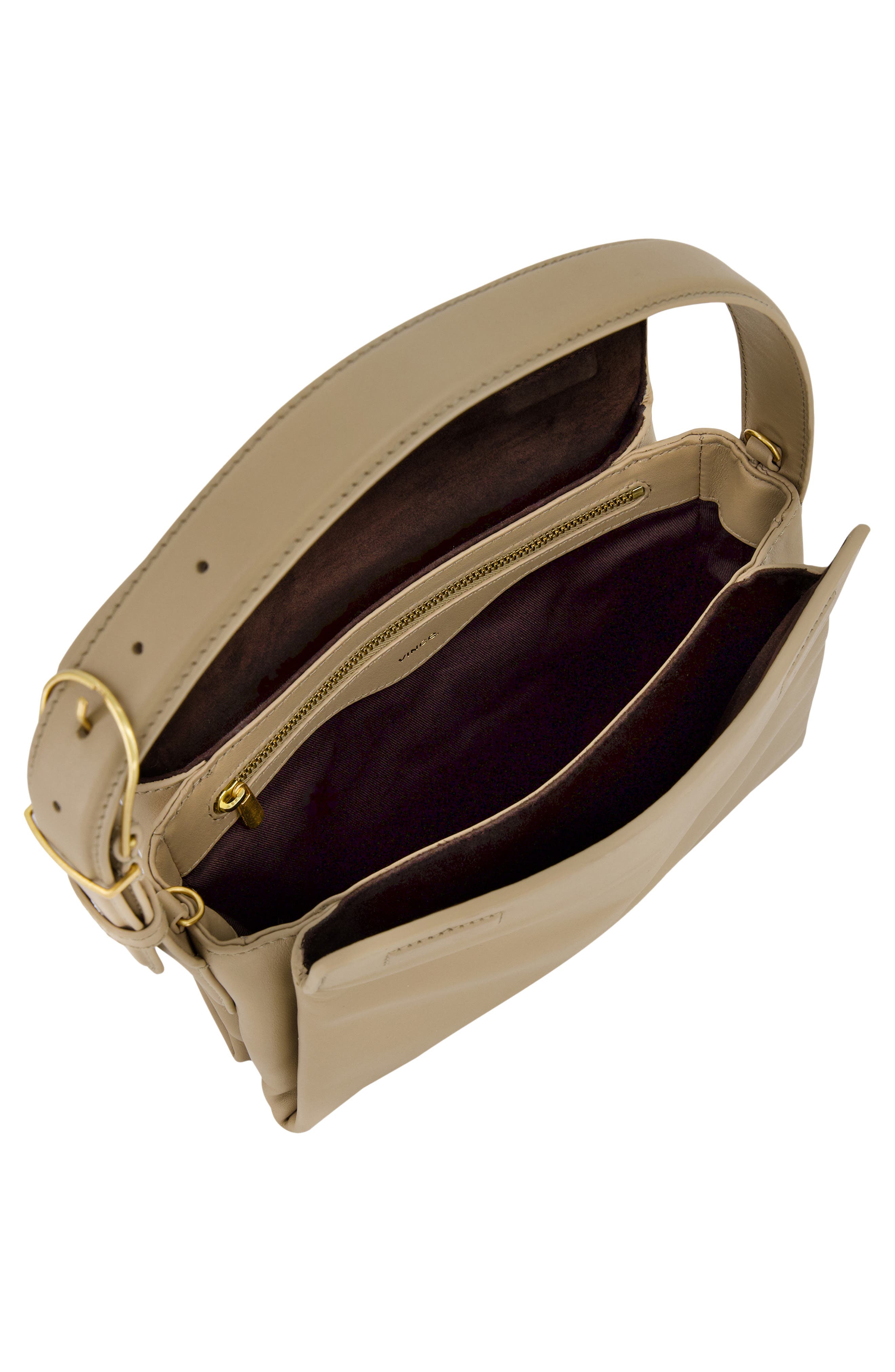 Vince Sidney Boxy Nappa Leather Shoulder Bag, Alternate, color, Sandtrail
