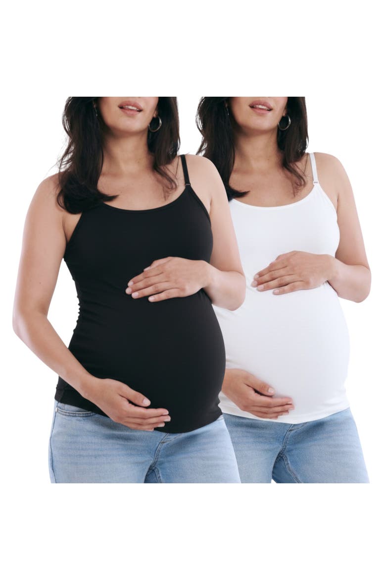 Clip Down Nursing Tank Top - 2 Pack, Alternate, color, Black & White
