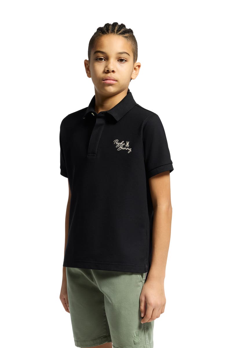 Psycho Bunny Kids' Desert Pima Cotton Piqué Polo, Alternate, color, Black