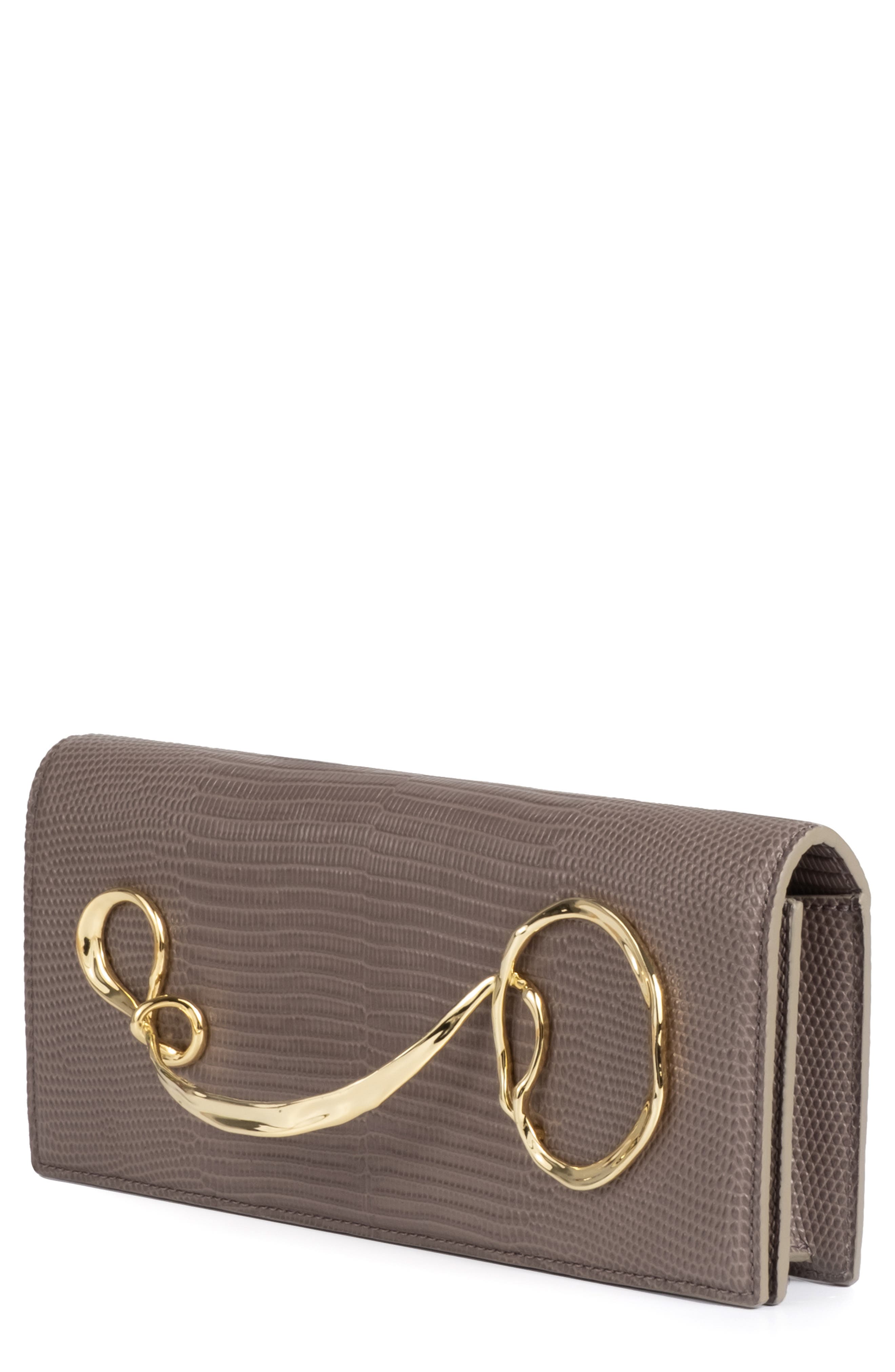Alexis Bittar Twisted Side Handle Leather Clutch, Alternate, color, 