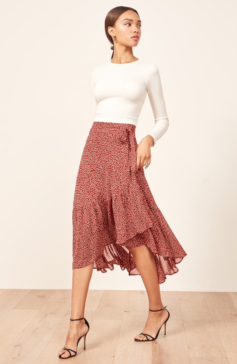 Reformation Annaliese Wrap Skirt, Alternate, color,