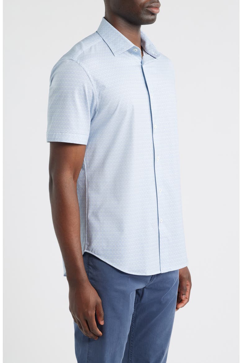 Miles OoohCotton® Geo Print Short Sleeve Button-Up Shirt, Alternate, color, ETHER