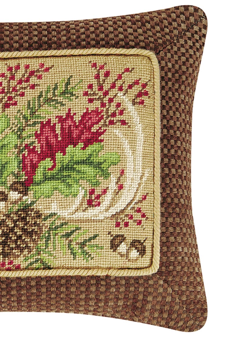 Alpine Lodge Needlepoint Accent Pillow 14" x 18", Alternate, color, Brown