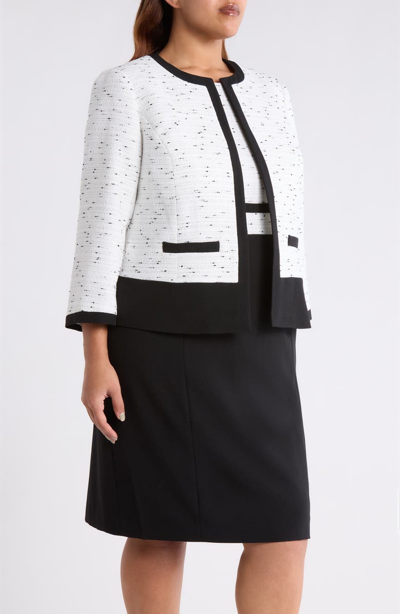 KASPER Tweed Cardigan, Alternate, color, Lily White/ Black