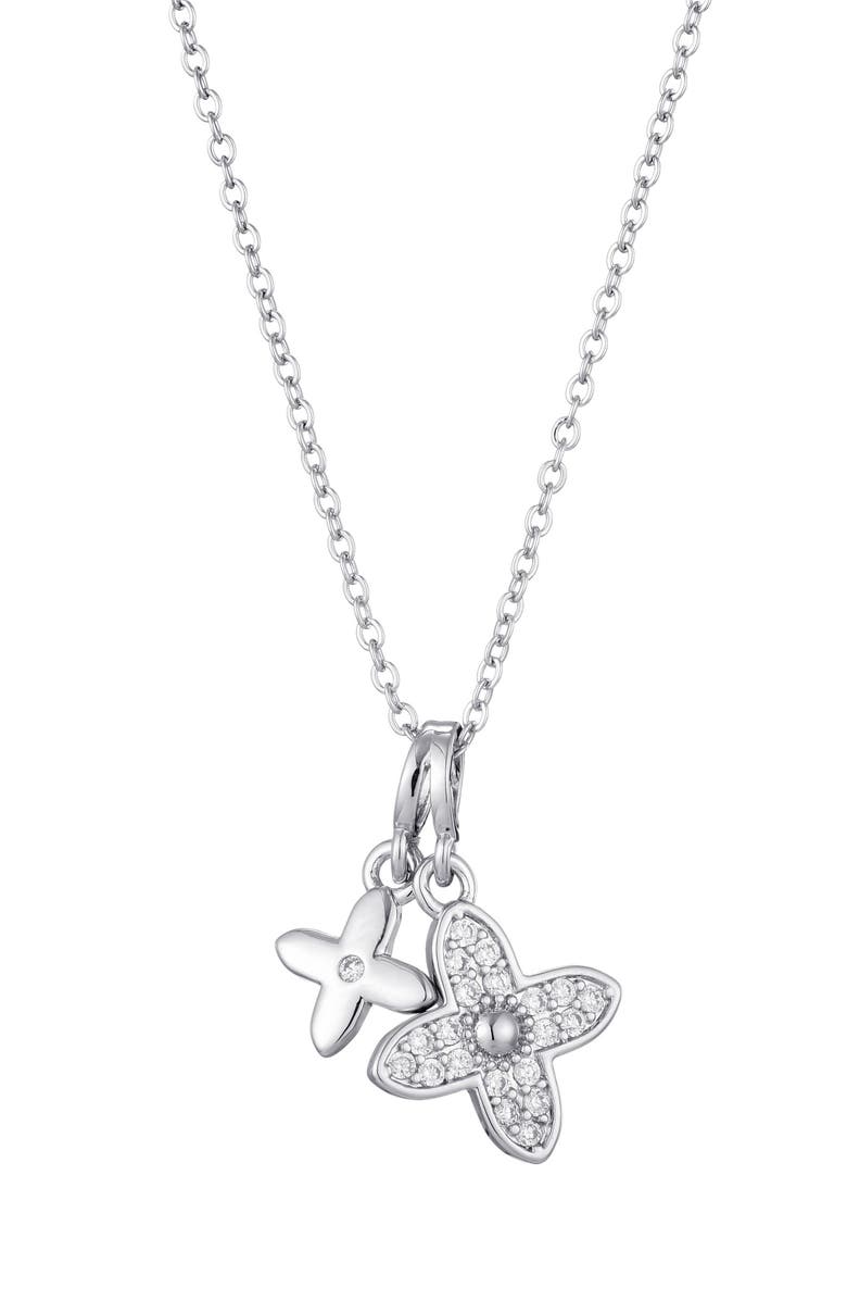 Adornia Pavé CZ Clover Pendant Necklace, Main, color, Silver