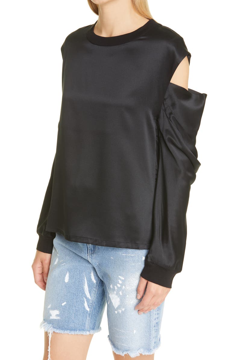 RtA Capucine Cold Shoulder Silk Top, Alternate, color,