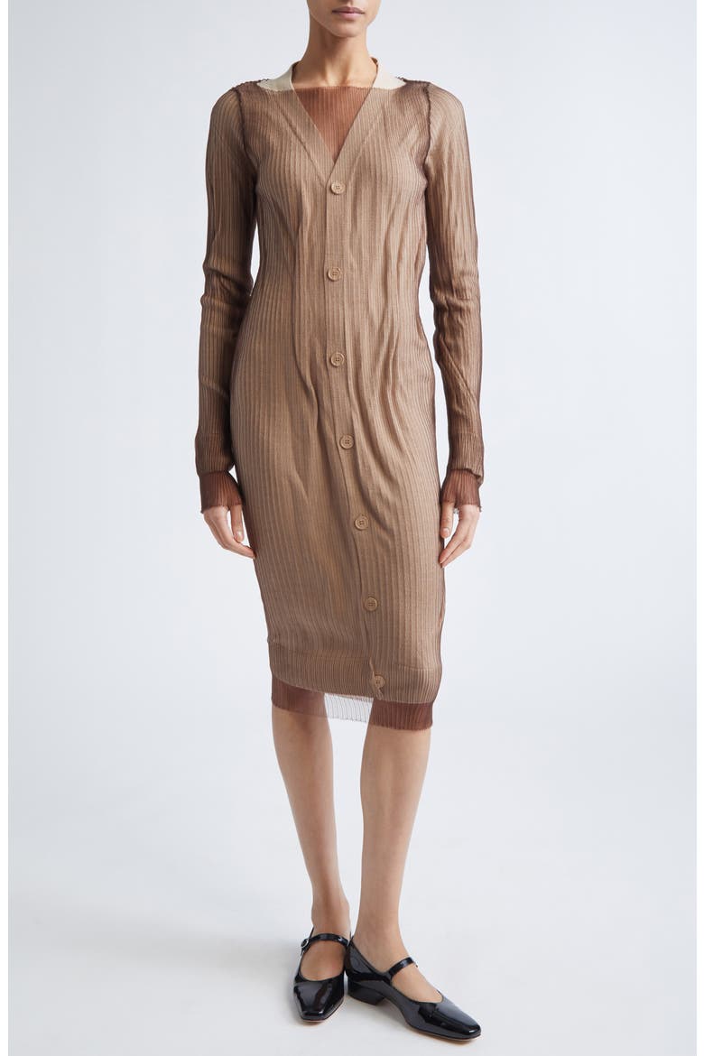 Sheer Overlay Sweater Dress, Main, color, BEIGE-BROWN