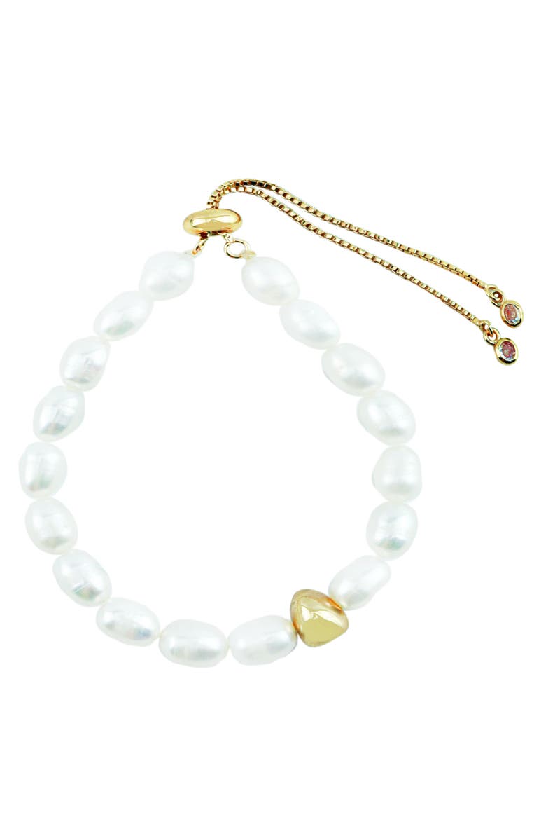 Panacea Freshwater Pearl Slider Bracelet, Main, color, White