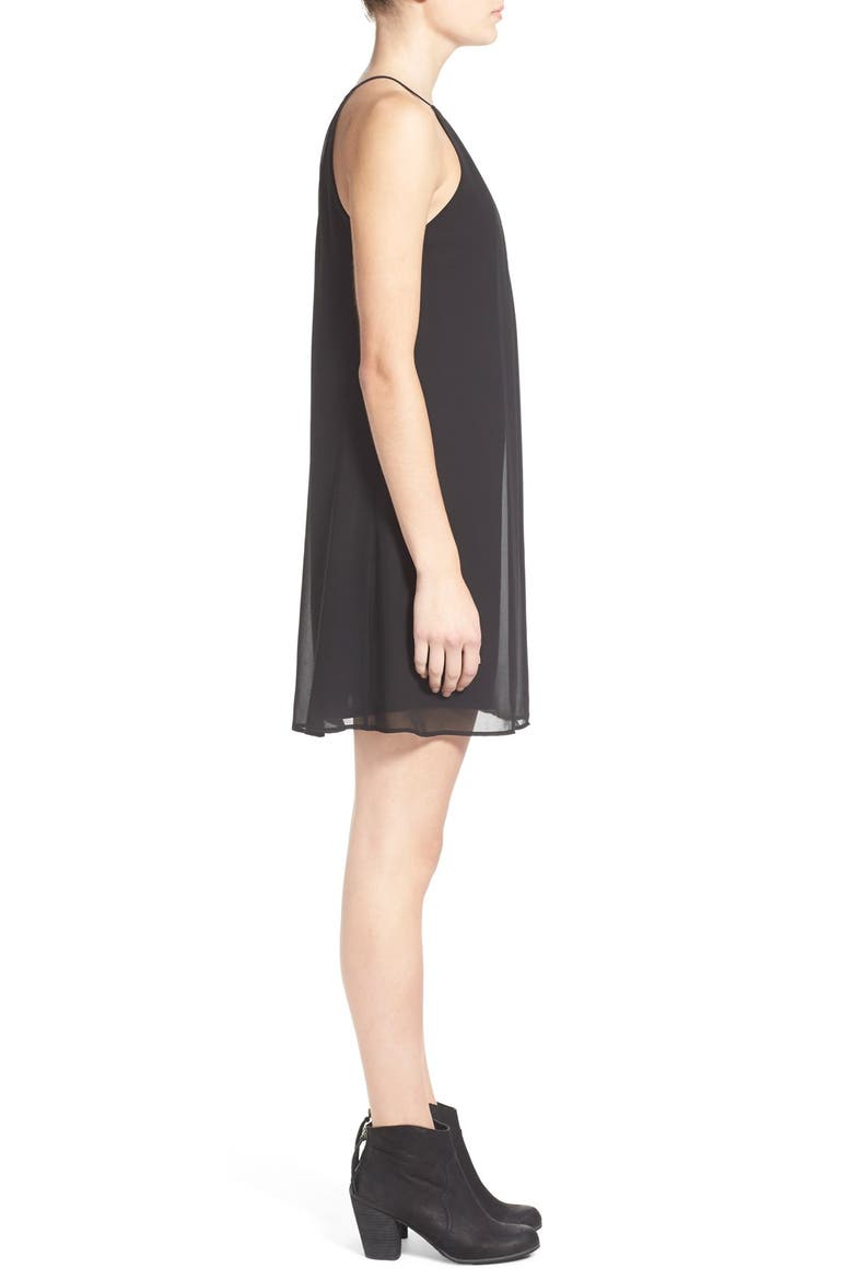 Pleat Detail Chiffon Trapeze Dress, Alternate, color, BLACK