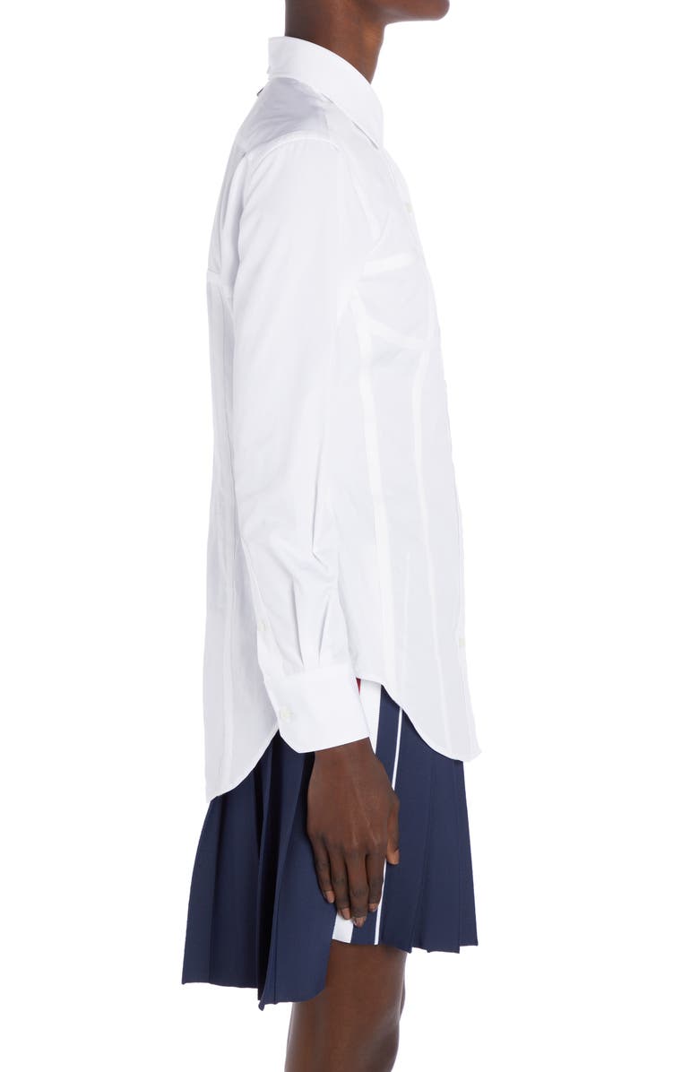 Thom Browne Women's Trompe l'Oeil Corset Button-Up Poplin Shirt, Alternate, color, 
