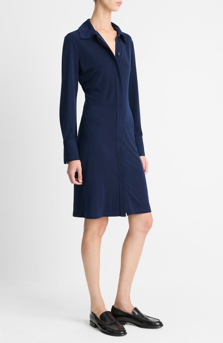 Vince Long Sleeve Polo Dress, Alternate, color, Navy