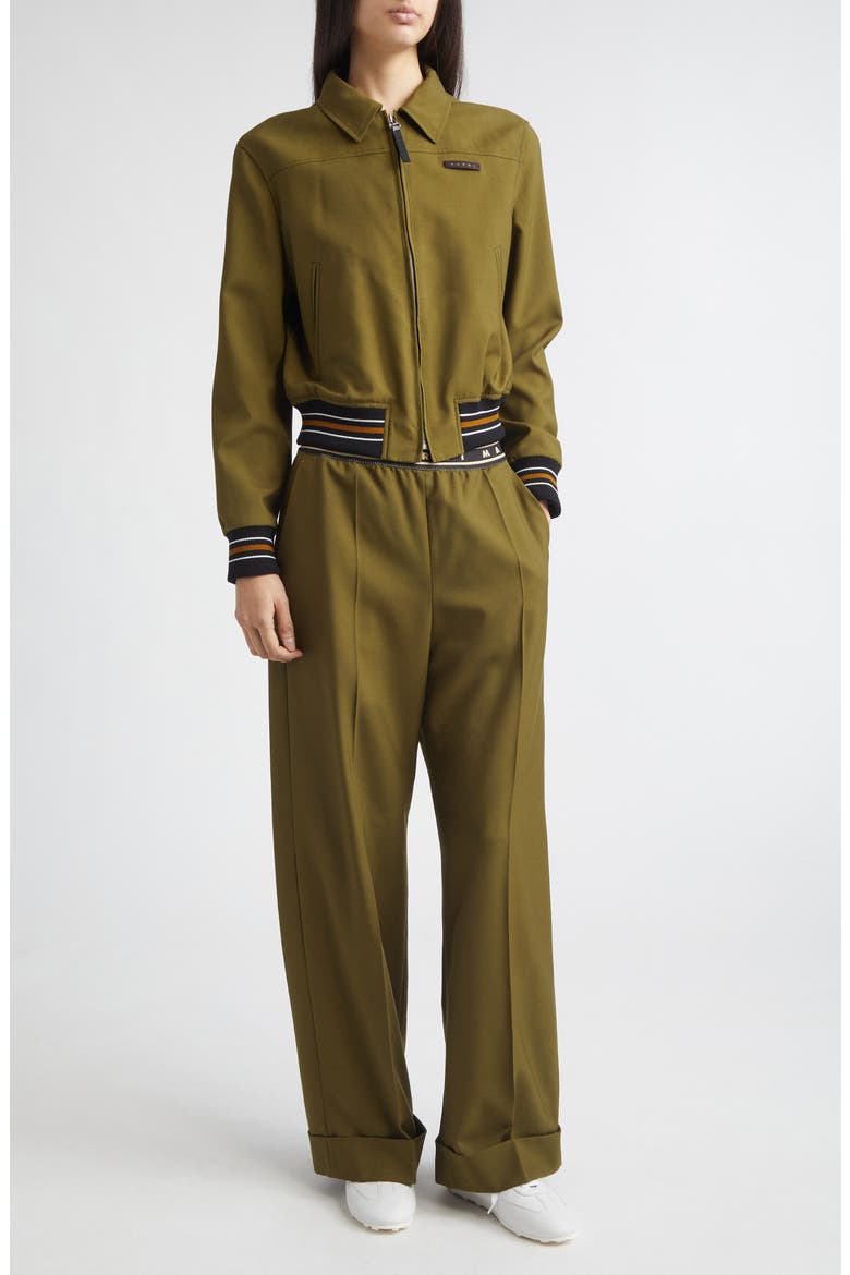 Virgin Wool Bomber Jacket, Alternate, color, 00V51DUSTY OLIVE