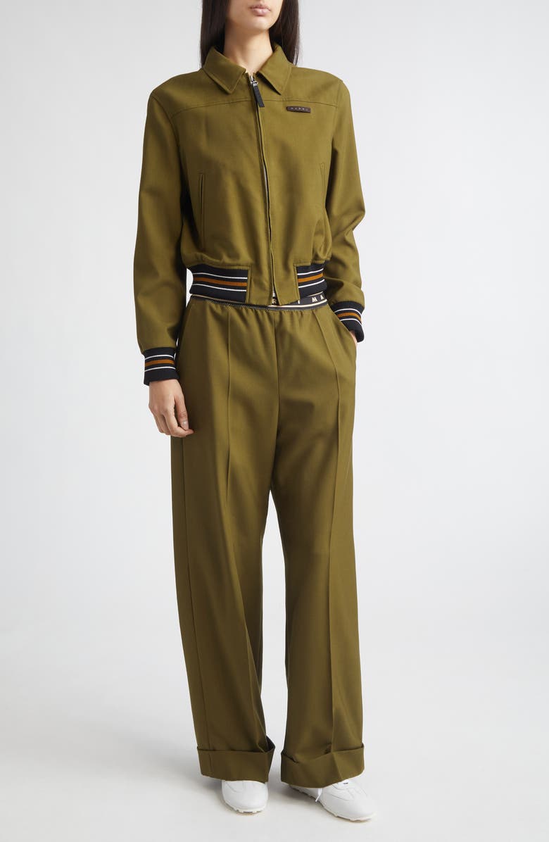 Marni Tropical Virgin Wool Straight Leg Pants, Alternate, color, 00V51dusty Olive