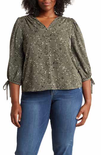 Abstract V-Neck Blouse